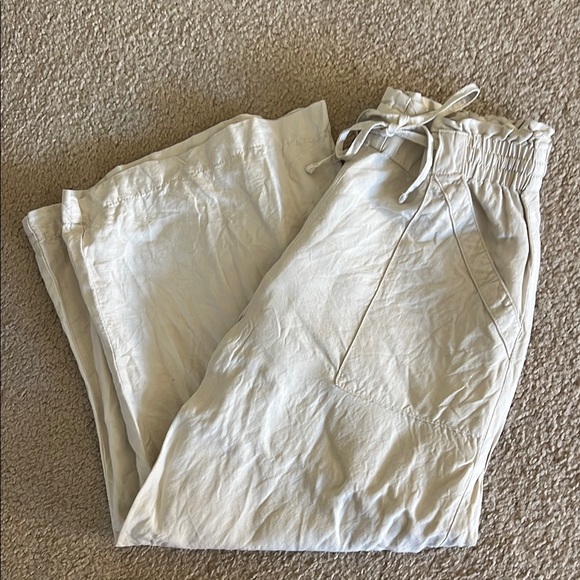Linen Drawstring Pants. Loft. SP - Picture 1 of 4